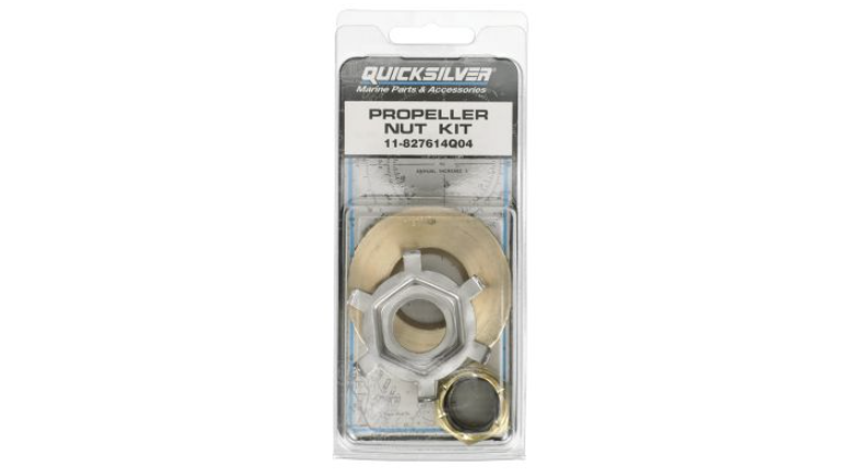 Quicksilver 827614Q04 propeller nut kit for Mercury Mariner and Force 60HP to 140HP aft-installed rubber hub propeller applications box