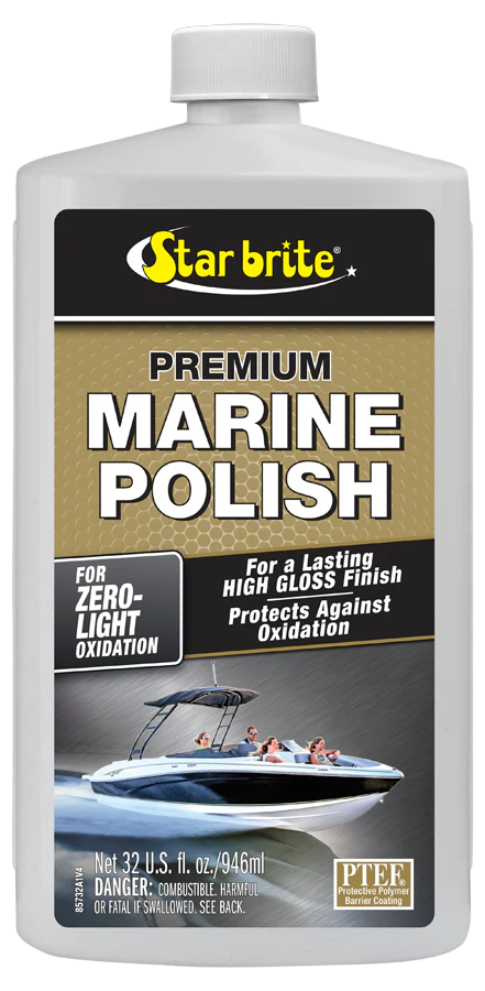 Star Brite 85732 Premium Marine Polish 32oz bottle with PTEF for fiberglass and metal protection.