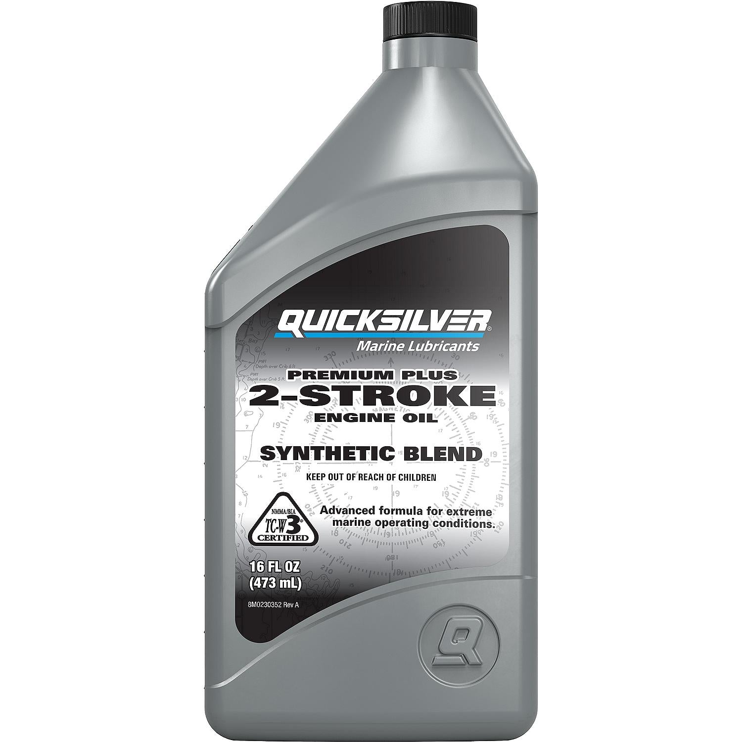 Quicksilver 858025Q01 Premium Plus 2-Stroke Synthetic Blend Marine Engine Oil 16oz Bottle
