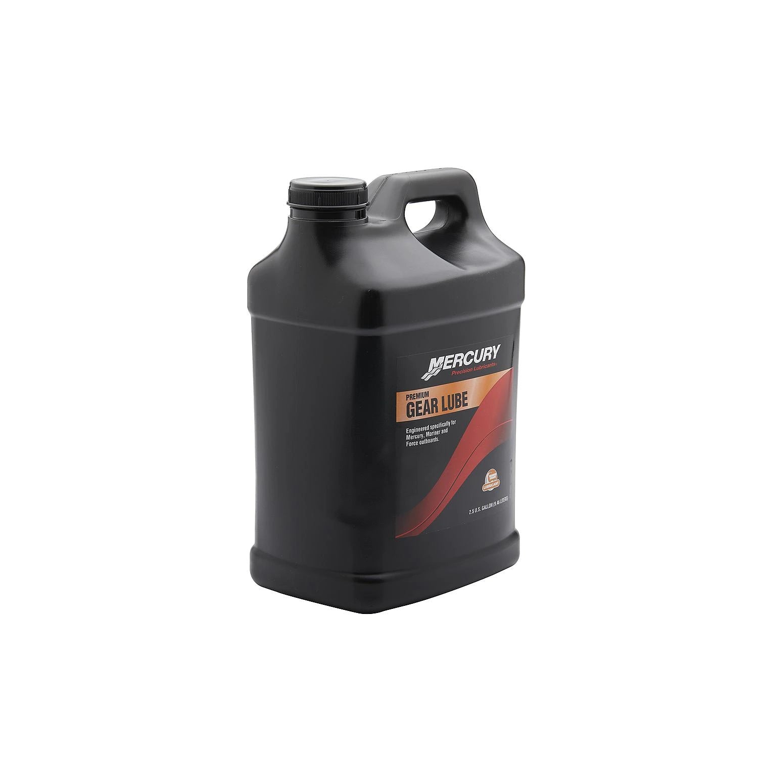 Mercury Precision 858059K01 Premium Gear Lube 80W-90 2.5 Gallon Container for Outboards Below 75hp Left Angle