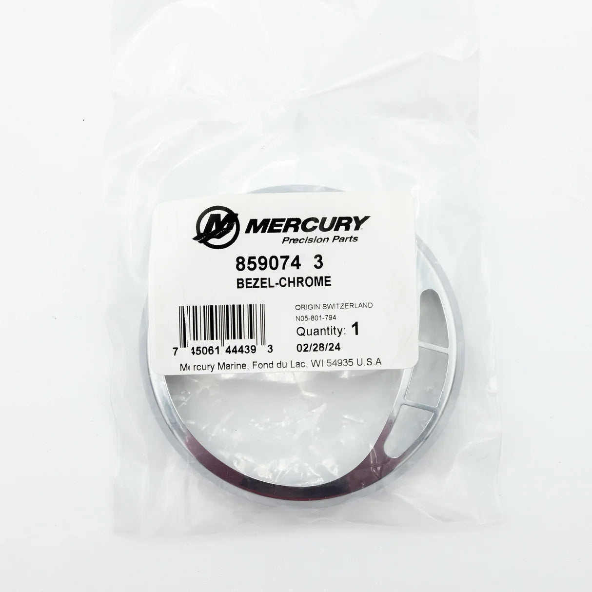 Mercury 8590743 chrome bezel for 3-3/8 inch SC1000 gauges and MercMonitor displays package