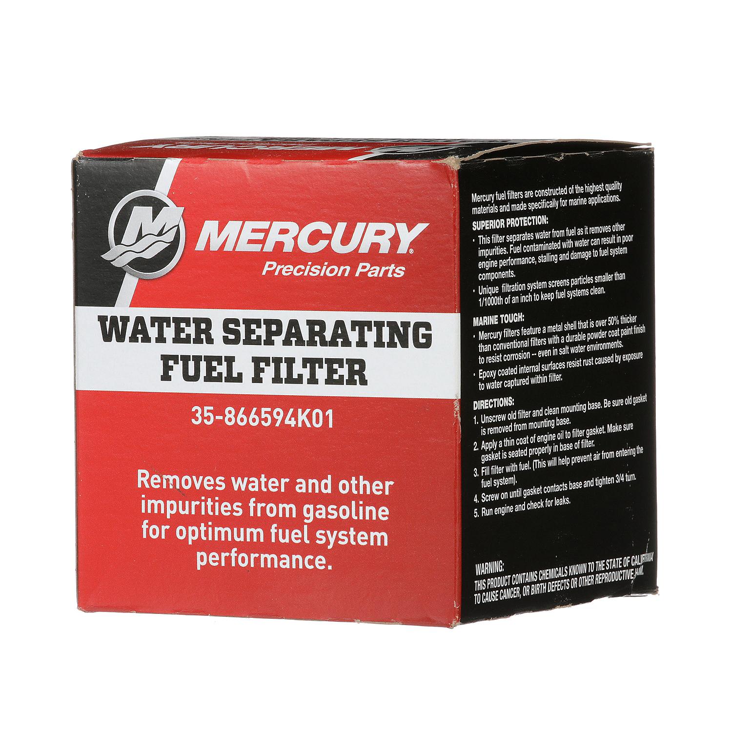 Mercury water-separating fuel filter for MerCruiser 1.6L Vazer and 3.0L MPI EC engines 866594K01 Box