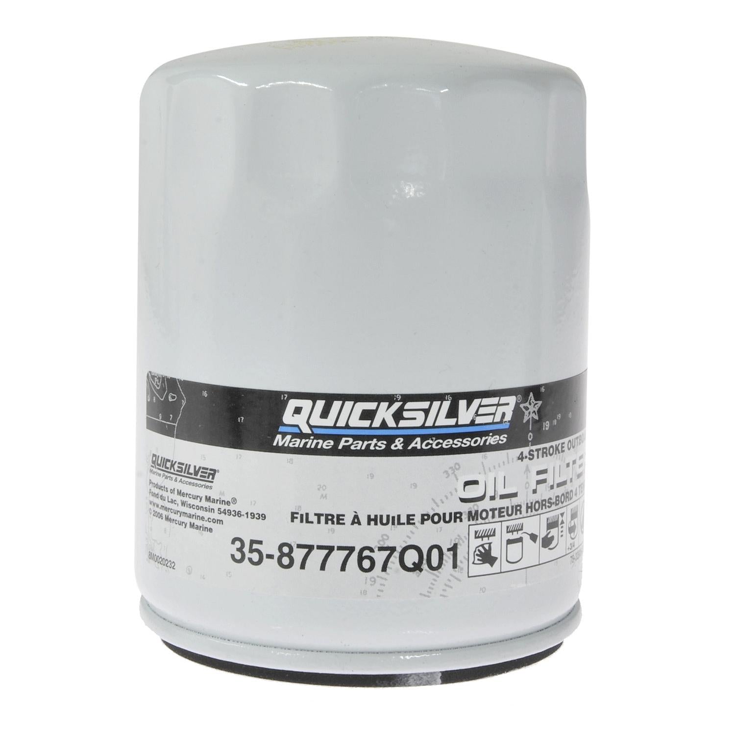 Quicksilver 877767Q01 oil filter for Verado 135-200HP inline 4-cylinder outboards