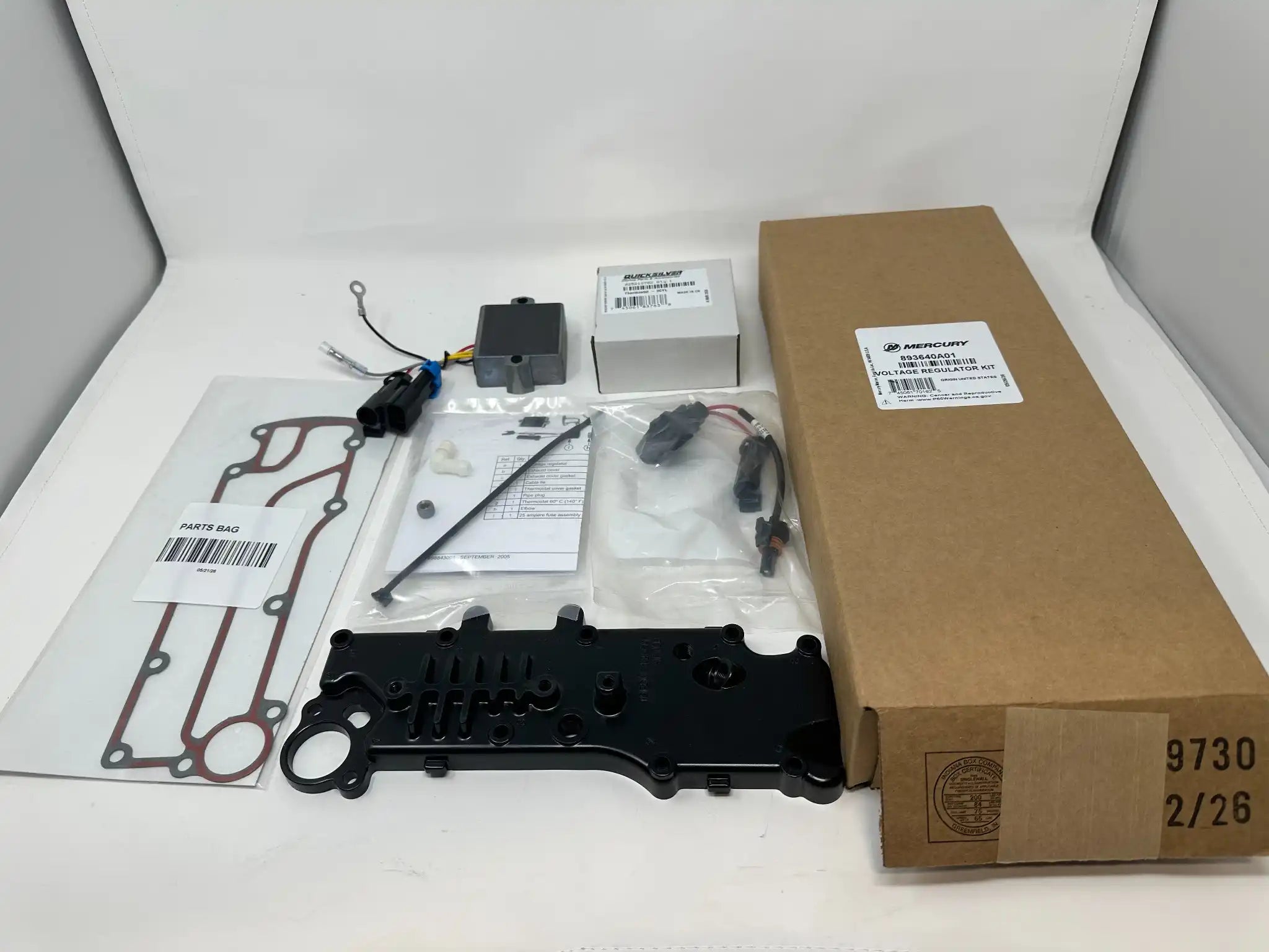 Mercury 893640A01 voltage regulator kit with cover gasket wiring and thermostat