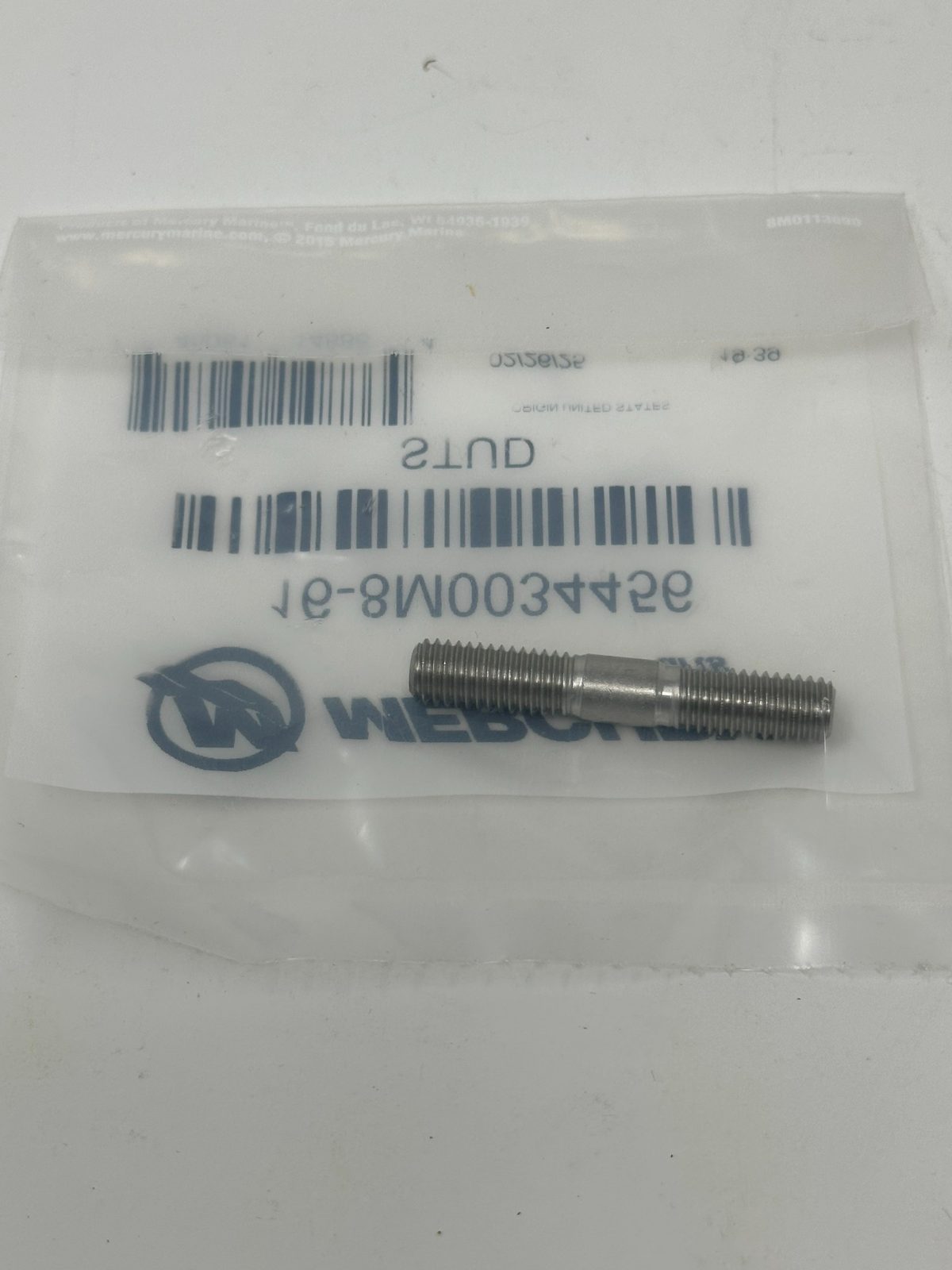 Mercury 8M0034456 stud M8 x 1.25 x 48 for gearcase service Bag Back