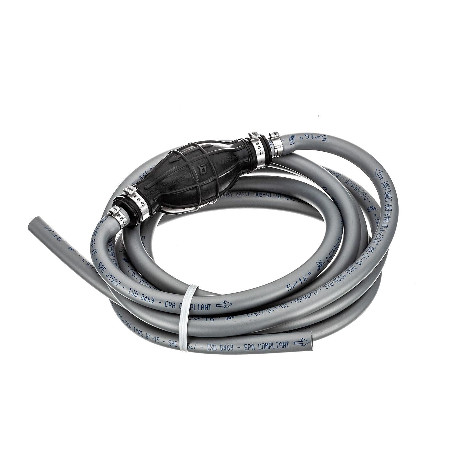 Mercury 8M0061896 12-foot 5/16-inch gray fuel line assembly with inline primer bulb and no end connectors