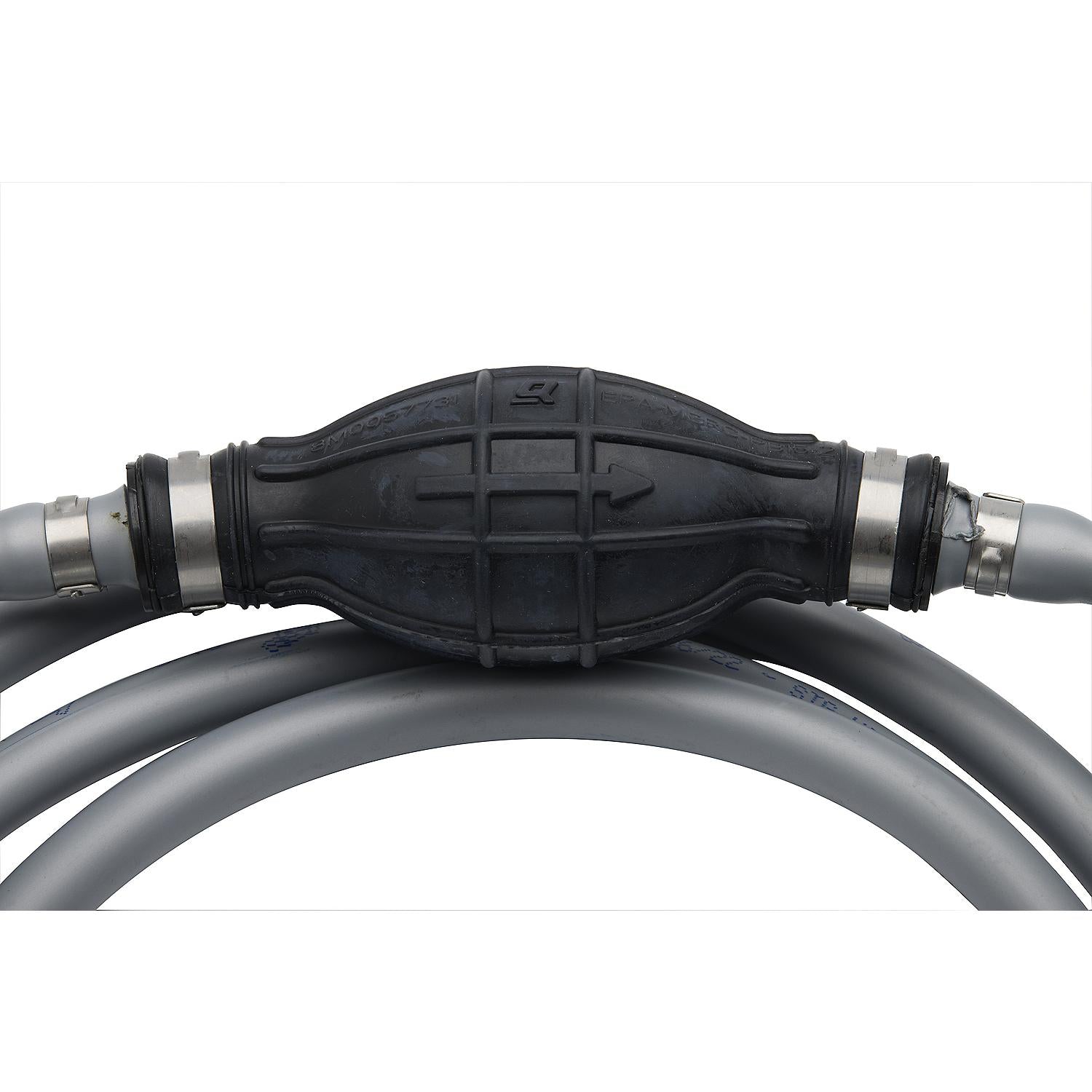 Mercury 8M0061897 12-foot gray fuel line assembly with primer bulb and clip-on disconnect fittings bulb