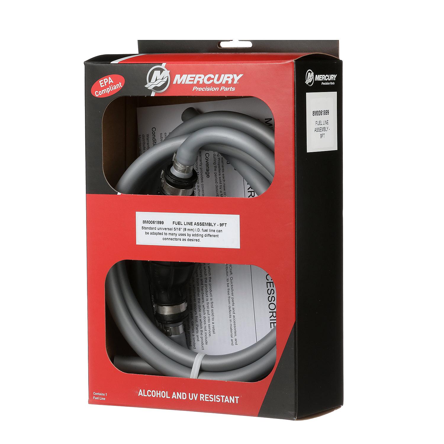 Mercury 8M0061899 5/16-inch I.D. 9-foot fuel line assembly with inline primer bulb Box