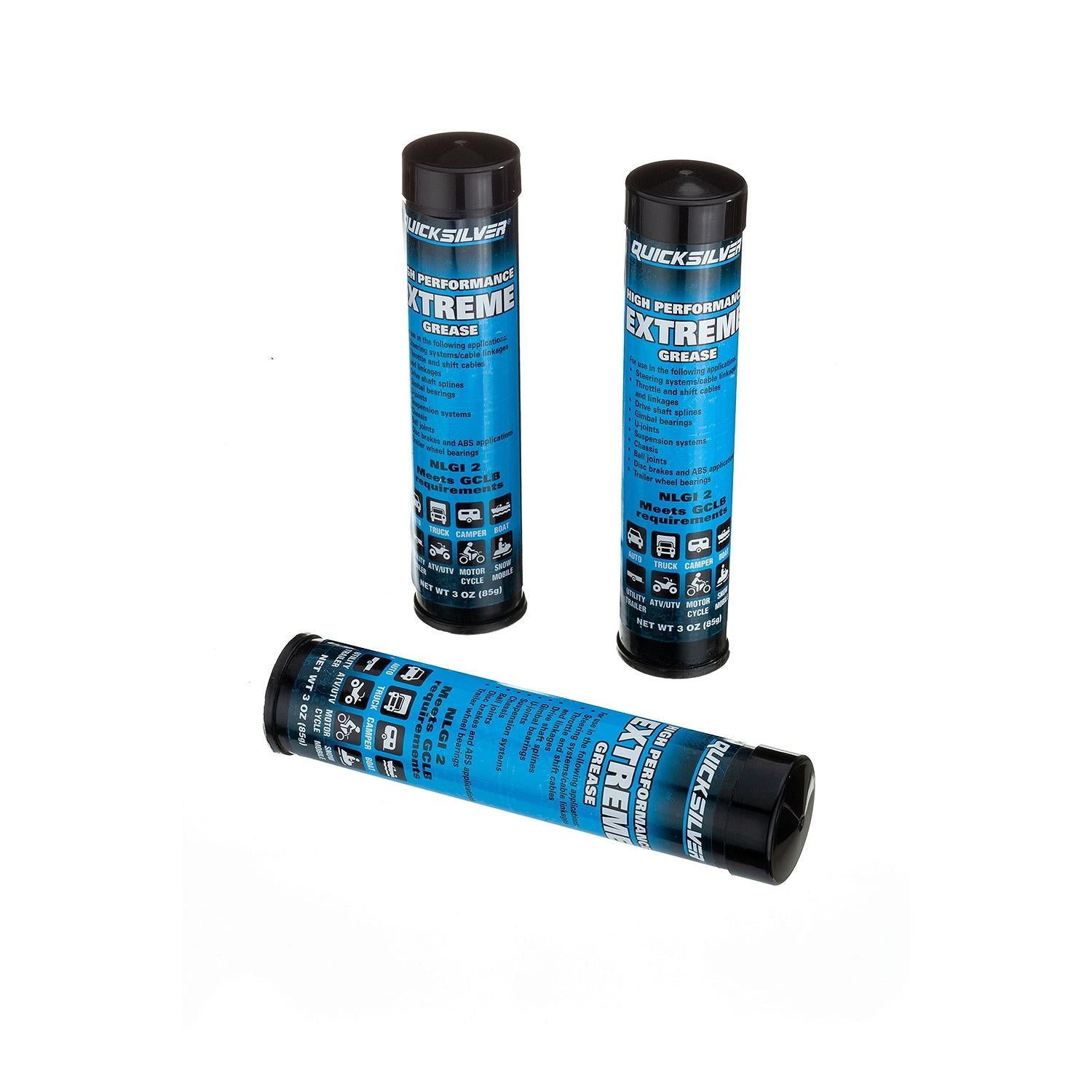 Three Quicksilver 8M0071837 High Performance Extreme Grease 3 oz cartridges