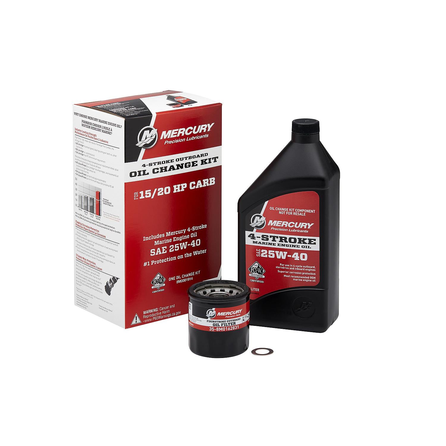 Mercury 8M0081914 4-Stroke 15/20HP Carb Outboard Oil Change Kit