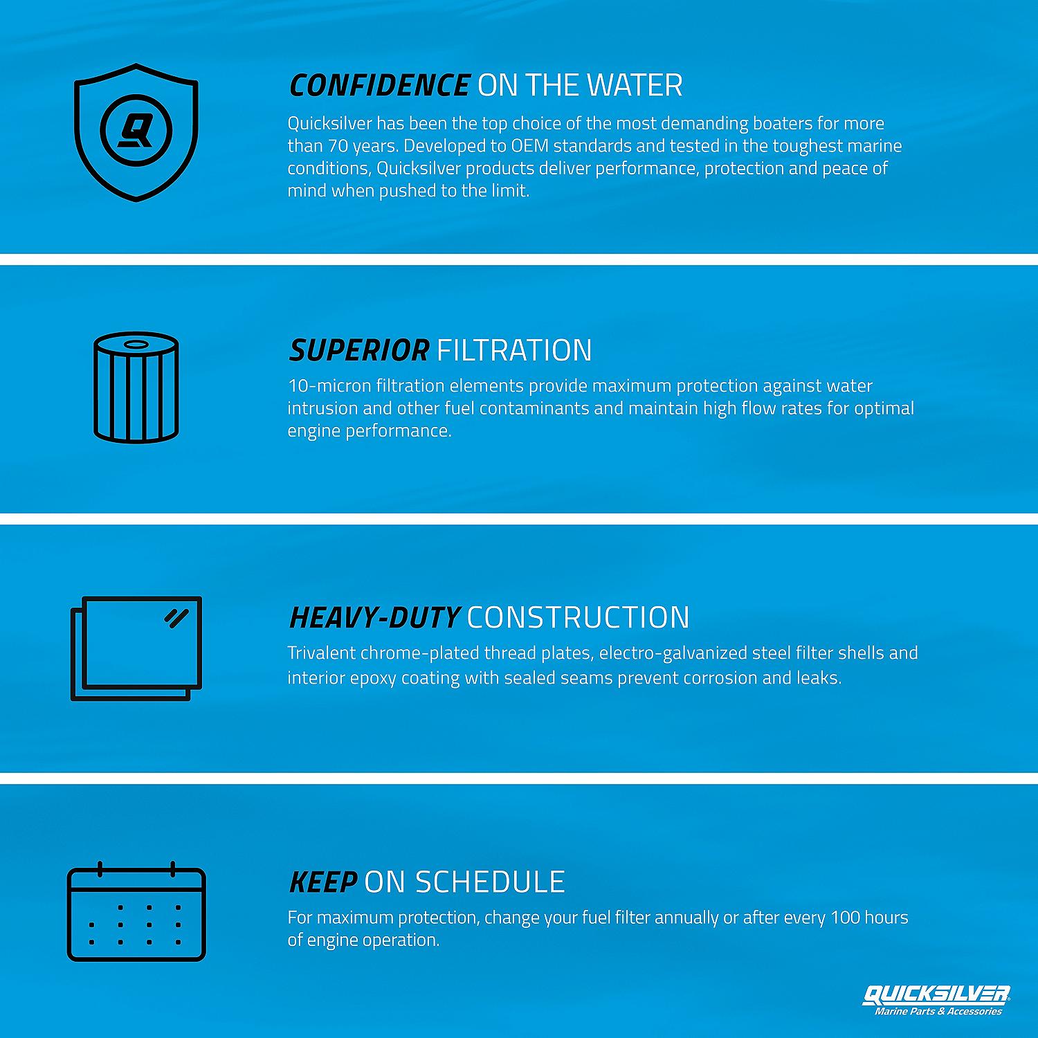 Quicksilver water separating fuel filter for MerCruiser engines with Gen III fuel cooler 8M0093688 Confidence