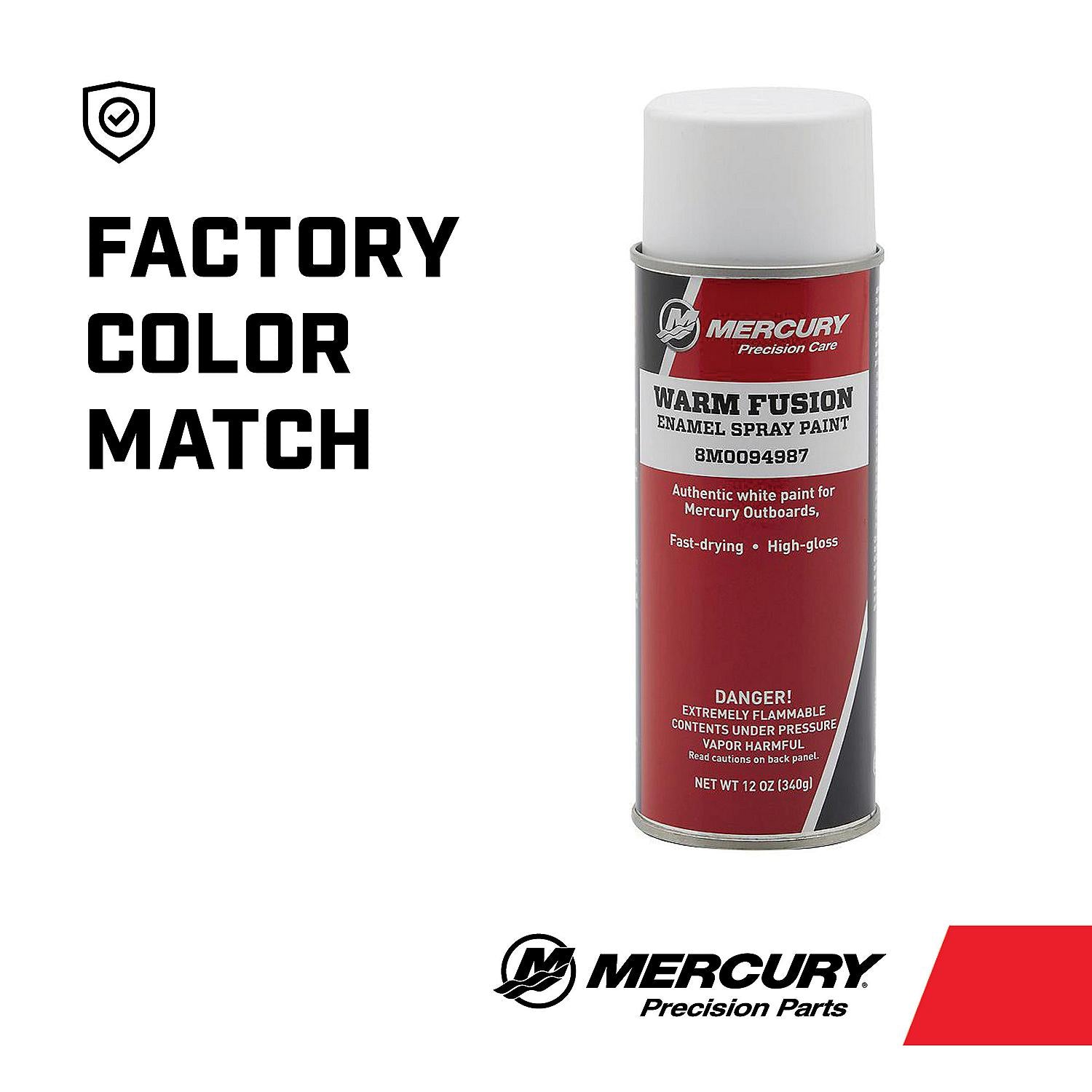 Mercury 8M0094987 Warm Fusion White enamel spray paint 12 ounce spray can for Mercury painted outboards color match