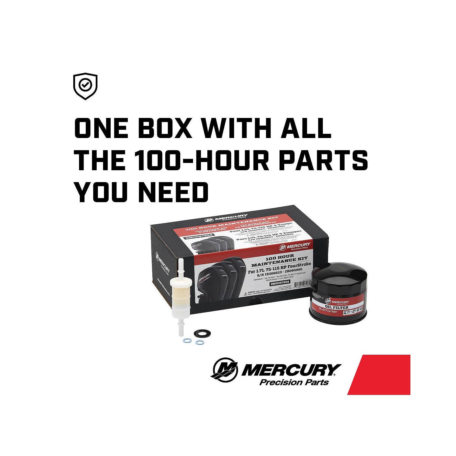 Mercury 8M0097856 100 hour maintenance kit for 1.7L 75-115hp FourStroke outboards One Box