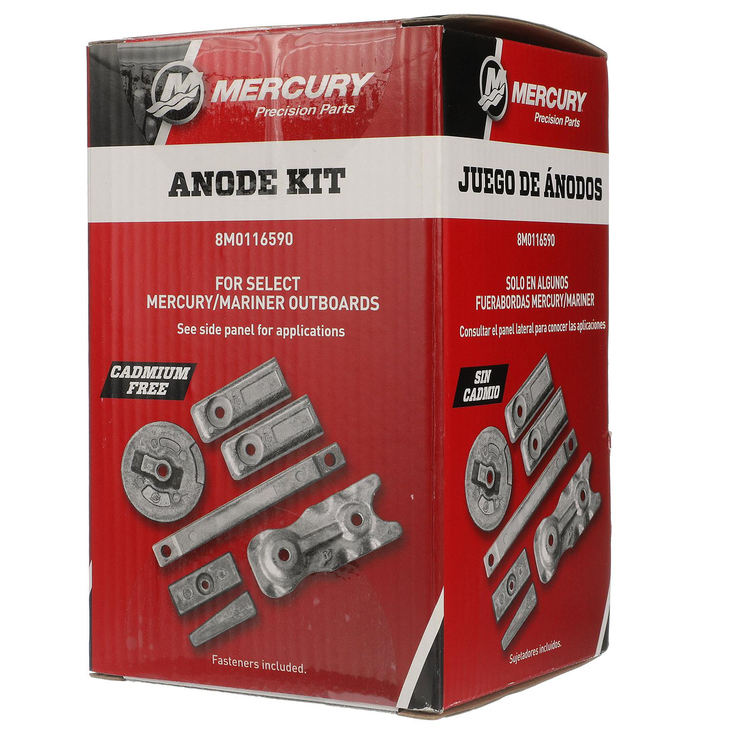 Mercury Precision 8M0116590 aluminum anode kit for 350SCi and 350-400hp L6 Verado serial 1B716557-3B342962 Box