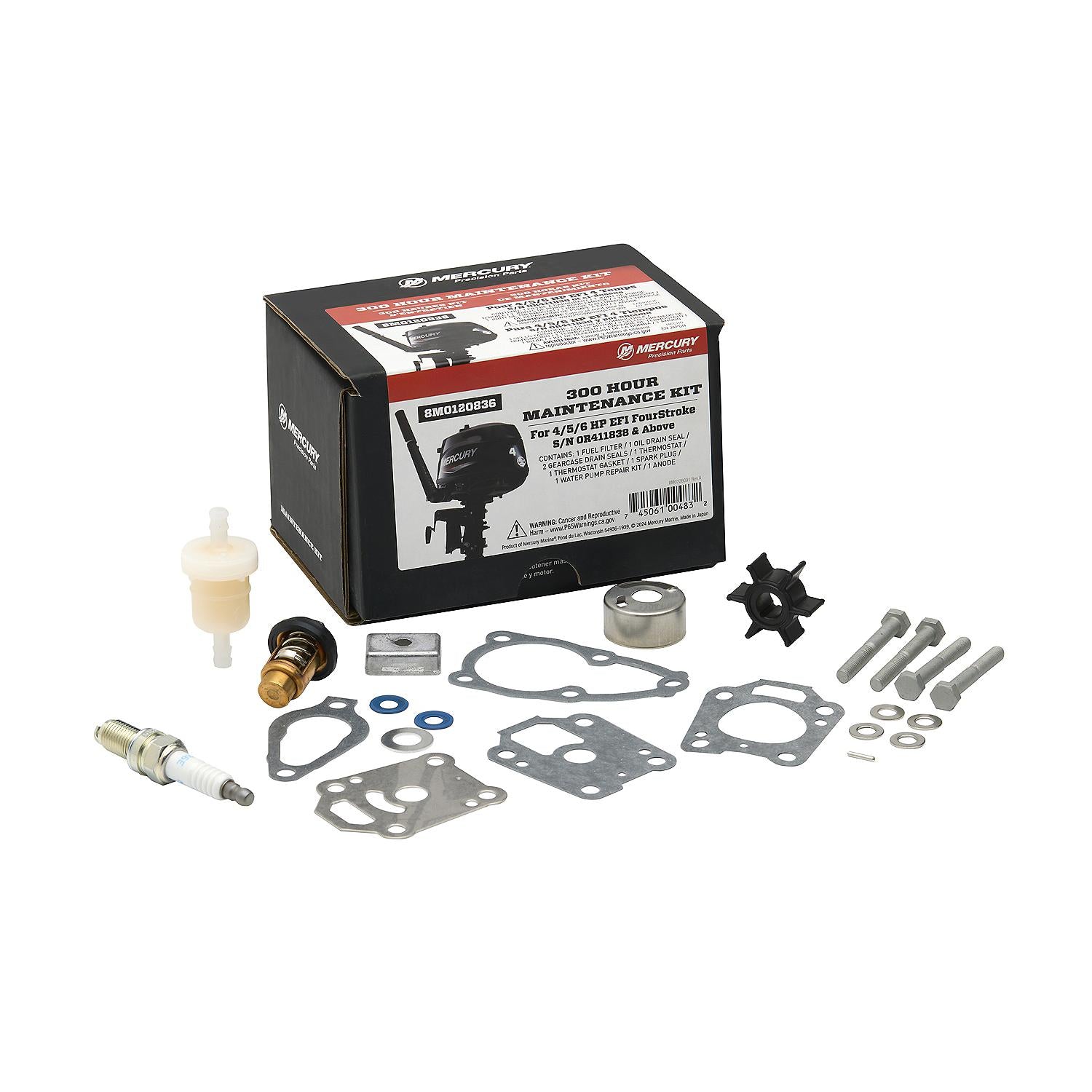 Mercury 8M0120836 300 hour maintenance kit for 4-6hp FourStroke outboards