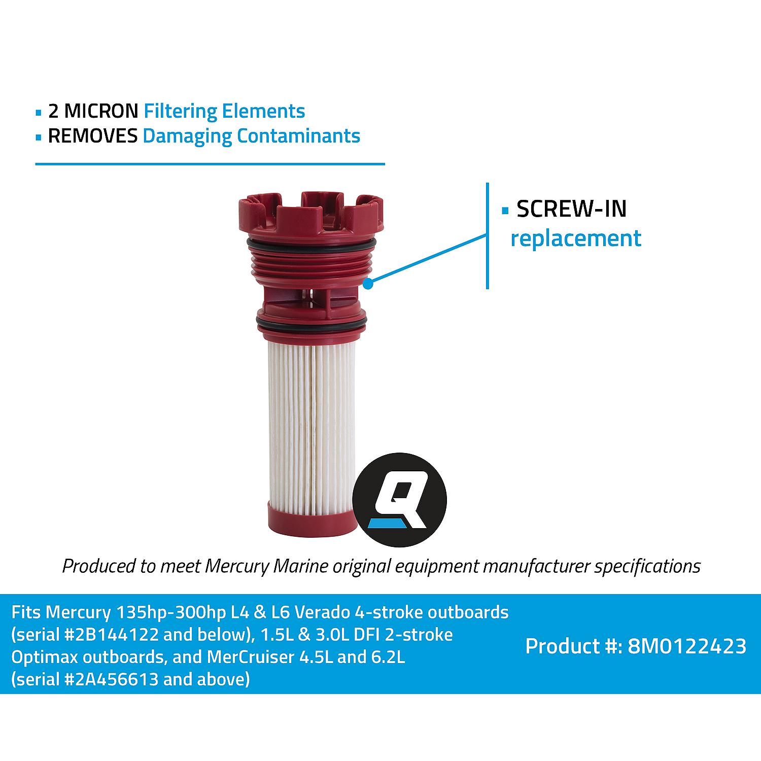 Quicksilver fuel filter element for select Mercury outboards and MerCruiser engines 8M0122423 Details