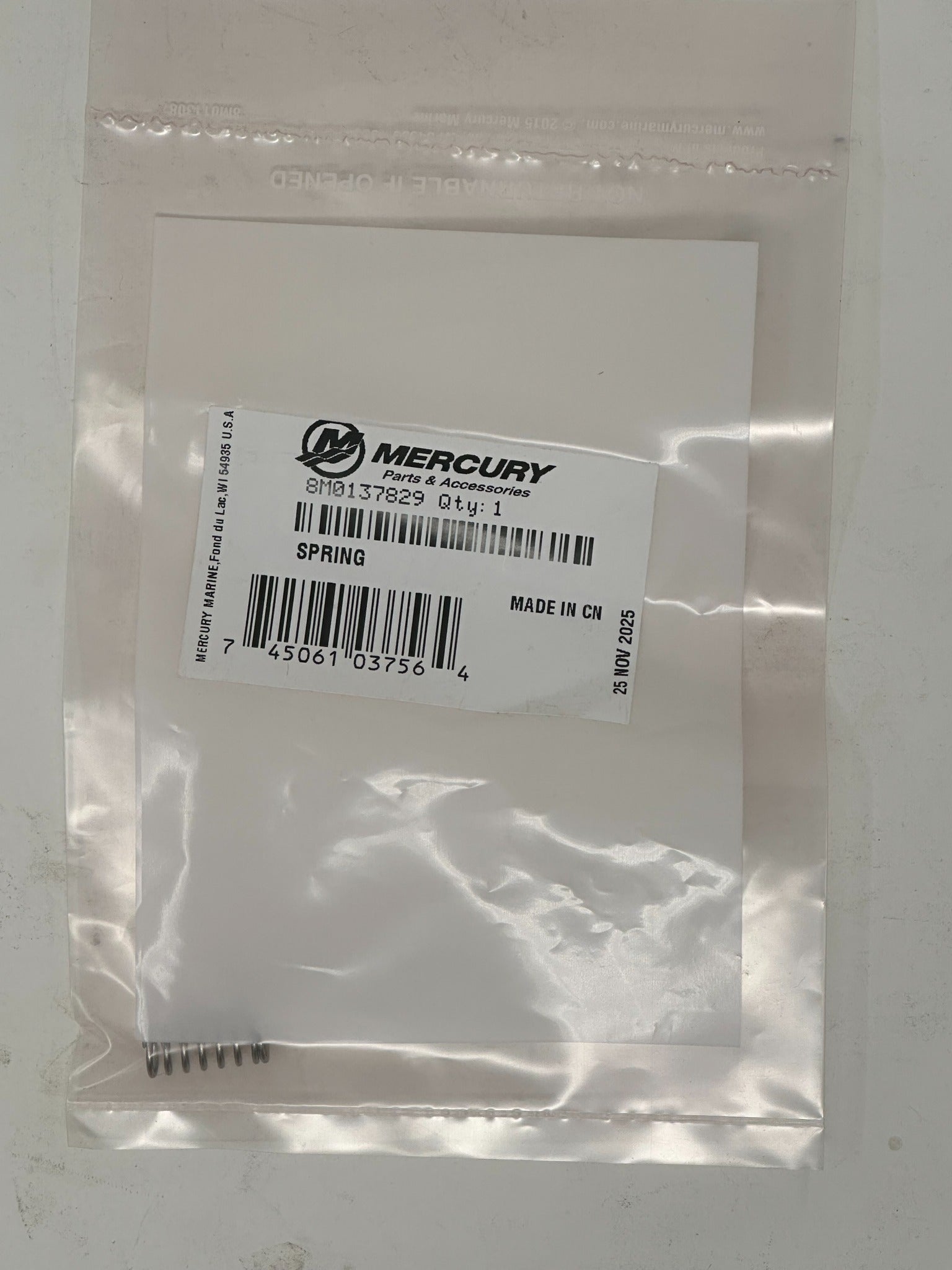 Mercury 8M0137829 compression spring package rear view