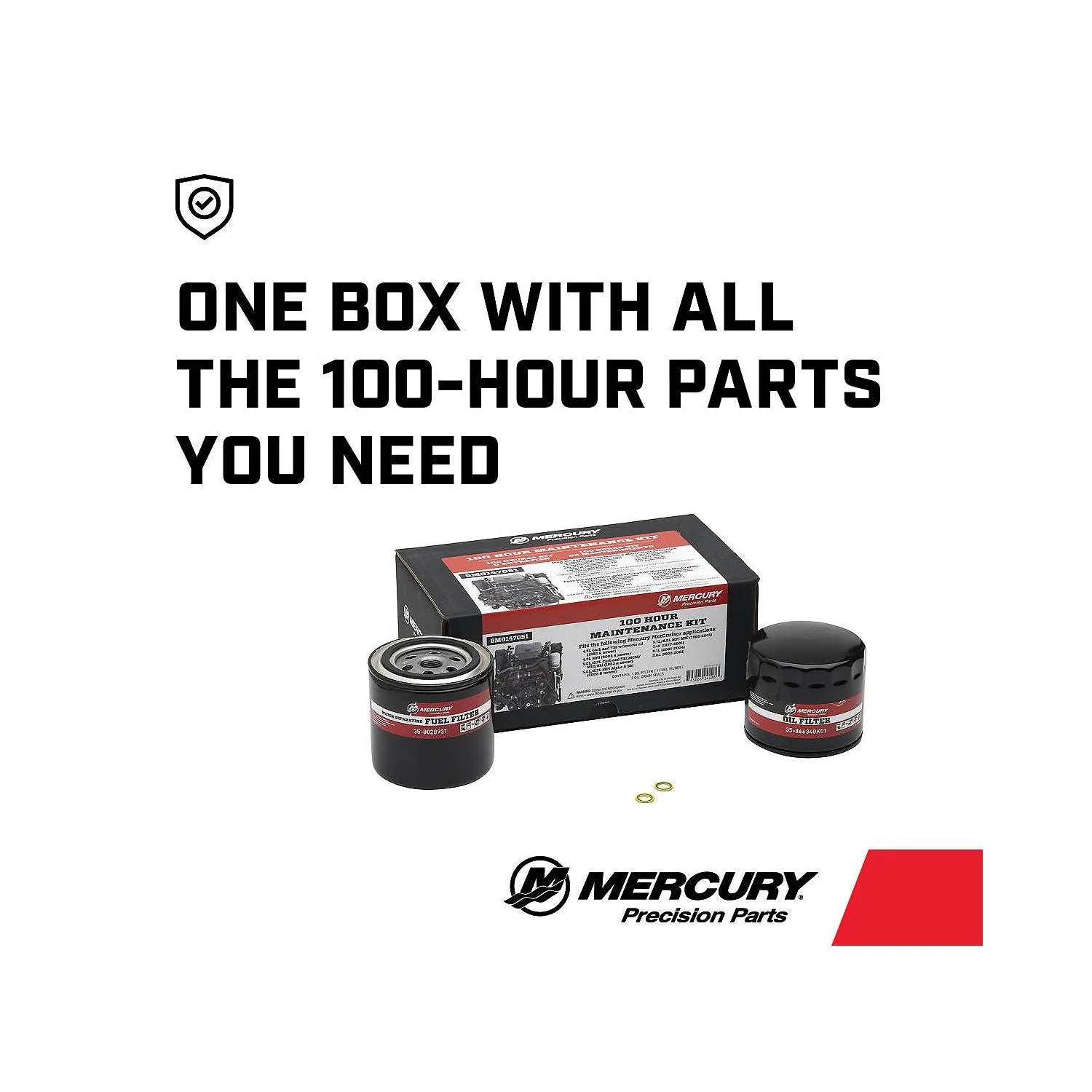 Mercury 8M0147051 100 hour service kit for GM V6 and V8 sterndrive/inboard engines All In One