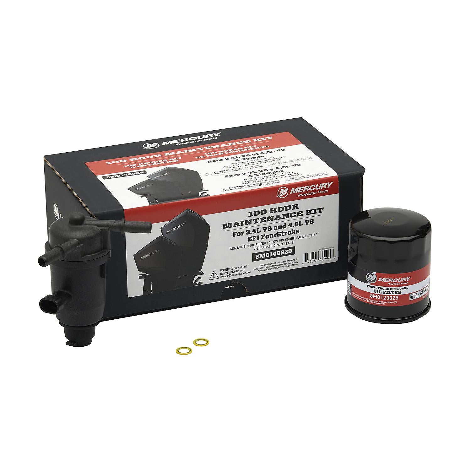 Mercury 100-hour maintenance kit for 175-300hp V6 and V8 FourStroke outboards serial 2B529482 and higher 8M0149929