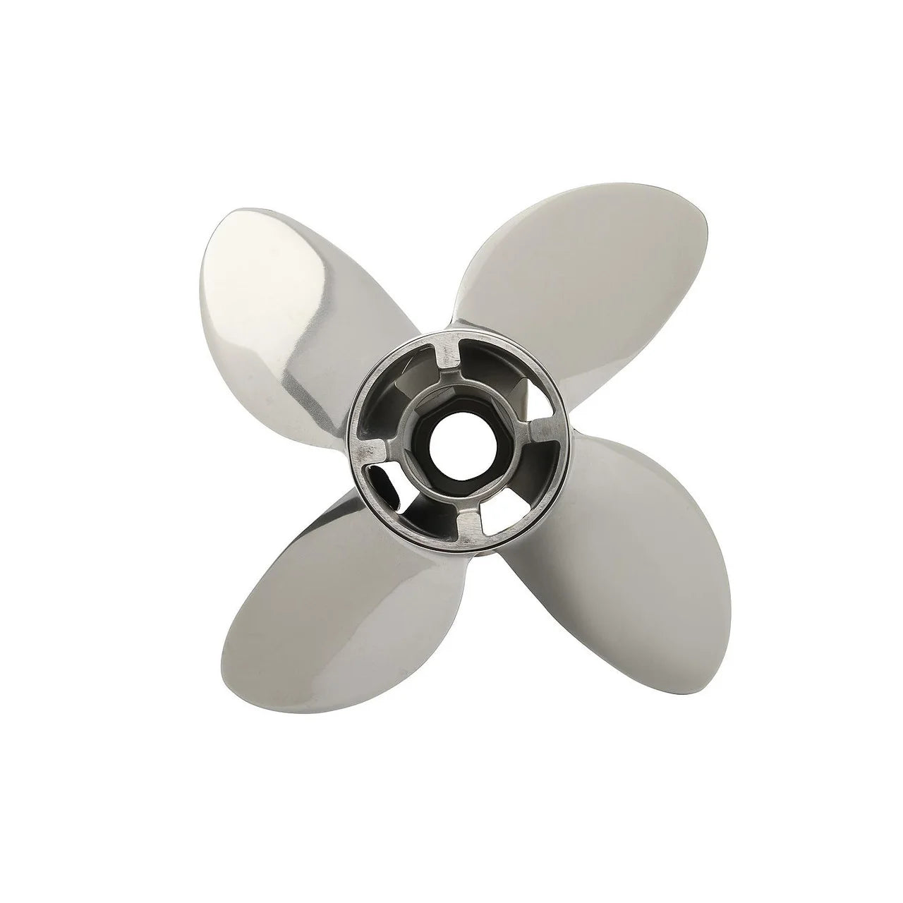 Mercury Bravo I stainless steel propeller, 4-blade, 15.25 x 28 right-hand, part 8M0151217 Front