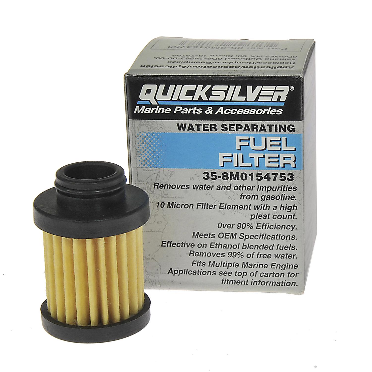 Quicksilver inline water separating fuel filter for select Yamaha 40-115hp outboards 8M0154753