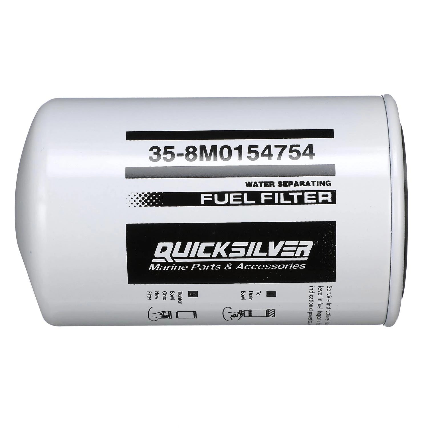 Quicksilver 8M0154754 10-micron water-separating fuel filter for high-horsepower Yamaha outboards Side