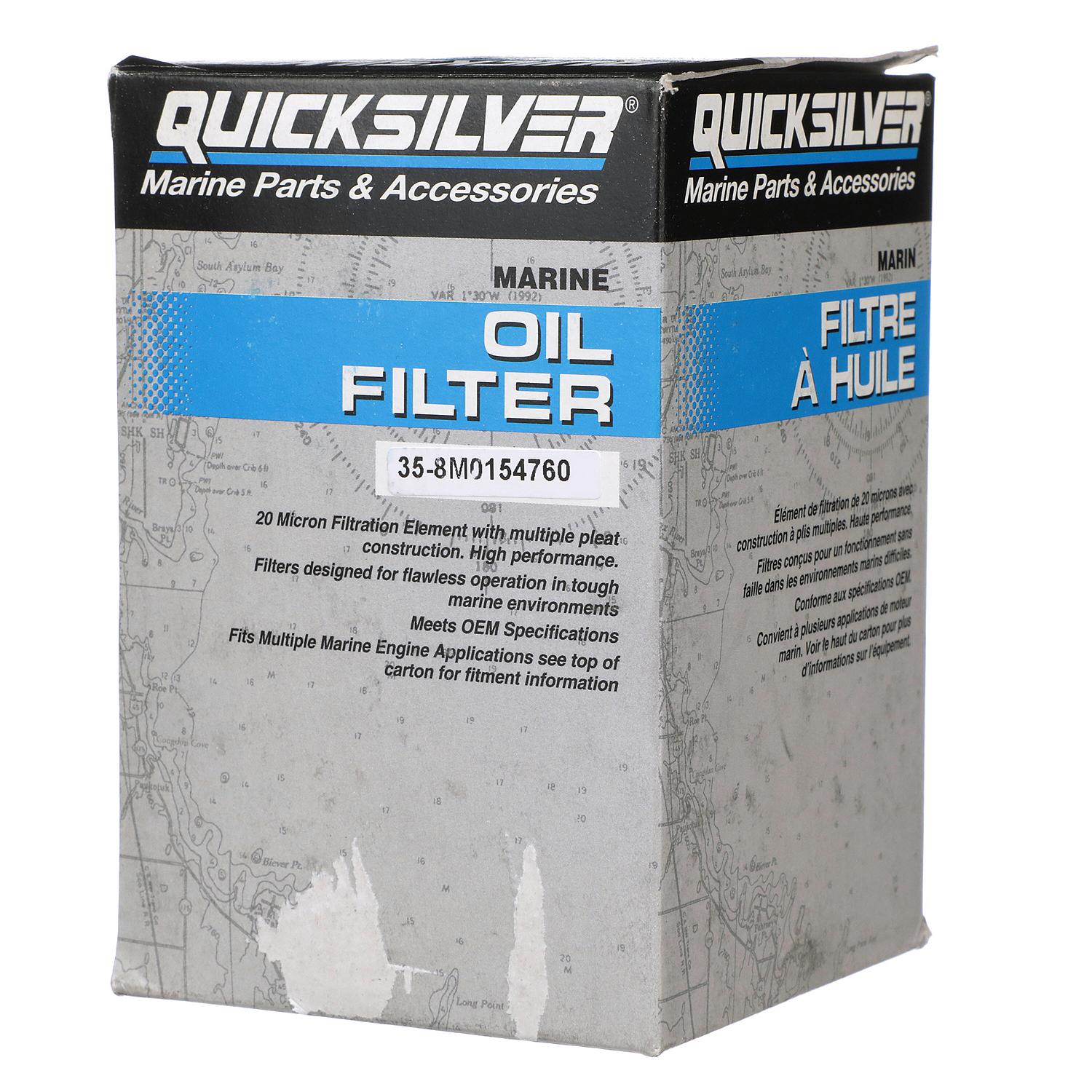 Quicksilver Oil Filter 8M0154760 – 20-Micron Marine Oil Filter Box