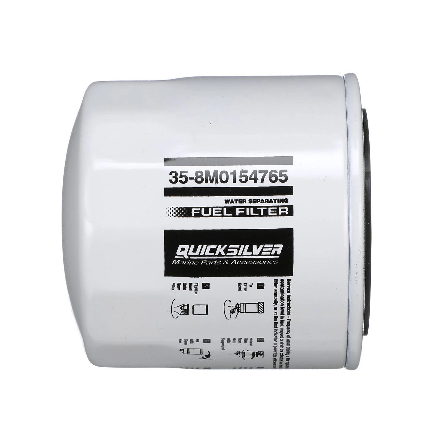 Quicksilver 8M0154765 20-micron water-separating fuel filter, short 93 mm canister, universal head fit for marine engines 115HP+