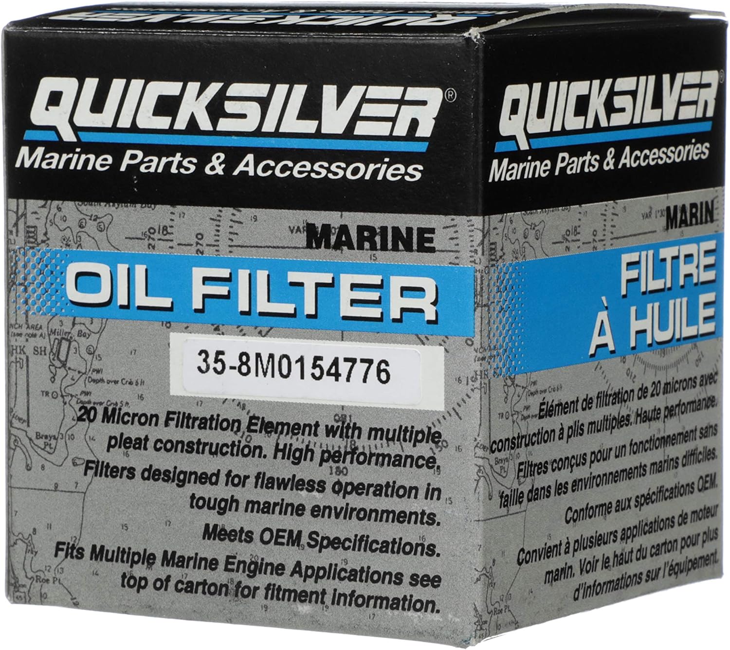 Quicksilver 8M0154776 marine oil filter replaces Yamaha Honda Nissan Tohatsu and Sierra part numbers