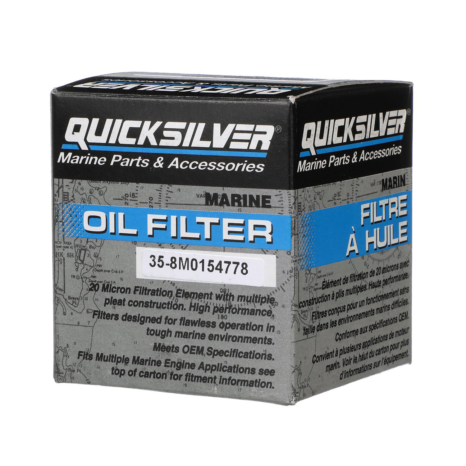Quicksilver 8M0154778 20 micron oil filter for Honda BF8 to BF50 outboards box