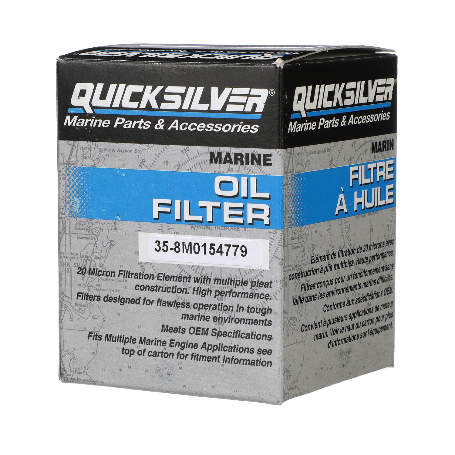 Quicksilver 8M0154779 20 micron oil filter for Honda BF Series 75-225HP outboards Box