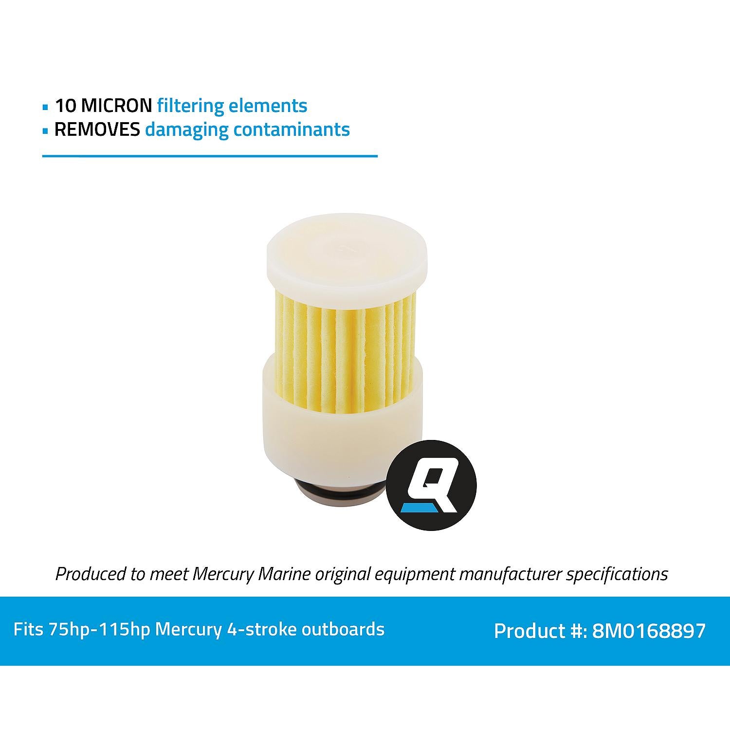 Quicksilver 8M0168897 fuel filter kit for Mercury and Mariner 75HP 90HP 115HP FourStroke carbureted outboards facts
