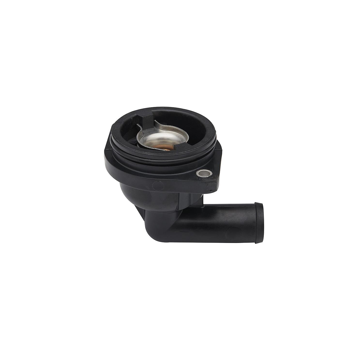 Quicksilver 8M0174561 140-degree Fahrenheit thermostat housing with 90-degree bend for Mercury Verado 135-400HP outboards. Bottom