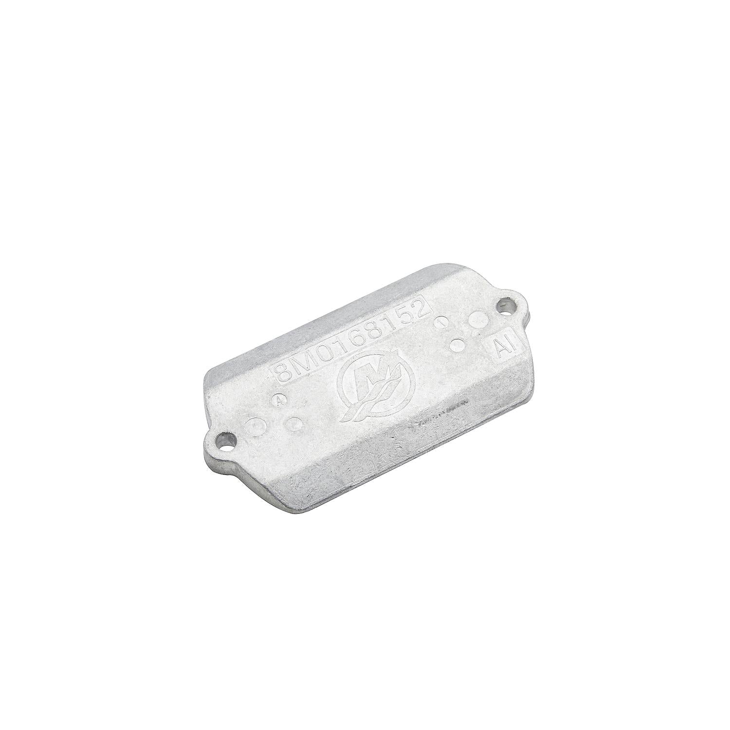 Mercury 8M0179780 aluminum power trim anode for 7.6L V12 600HP Verado and 500HP SeaPro outboards Angle