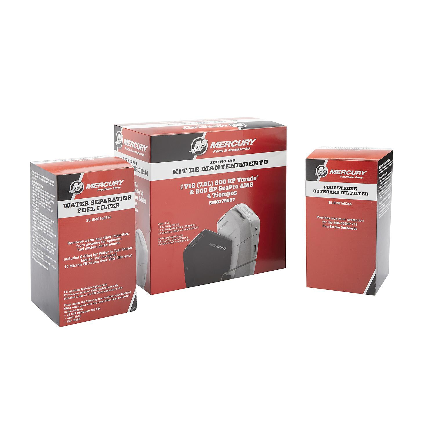 Mercury V12 500-600hp Verado SeaPro 200-hour maintenance kit 8M0179987 Boxes