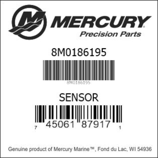 Genuine Mercury 8M0186195 MAP sensor package label and barcode