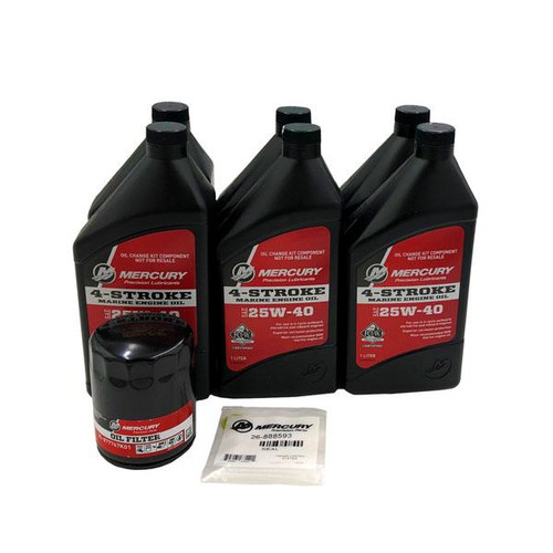 Mercury 150-200 HP L4 VERADO 25W-40 Marine Oil Change Kit 8M0188358