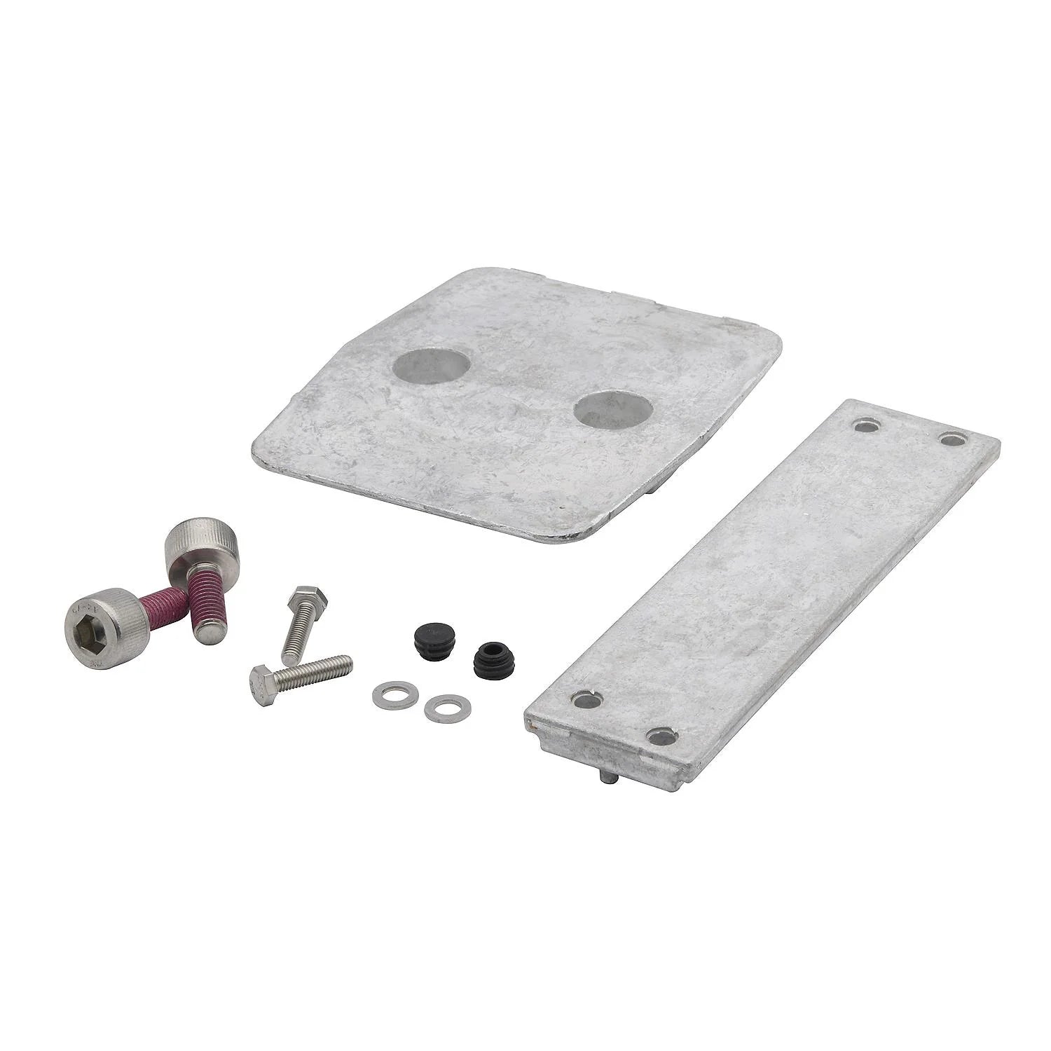 Mercury 8M0205953 aluminum anode kit with square plate, trim and trim manifold anodes, plus hardware for V6/V8 CMS and Racing outboards