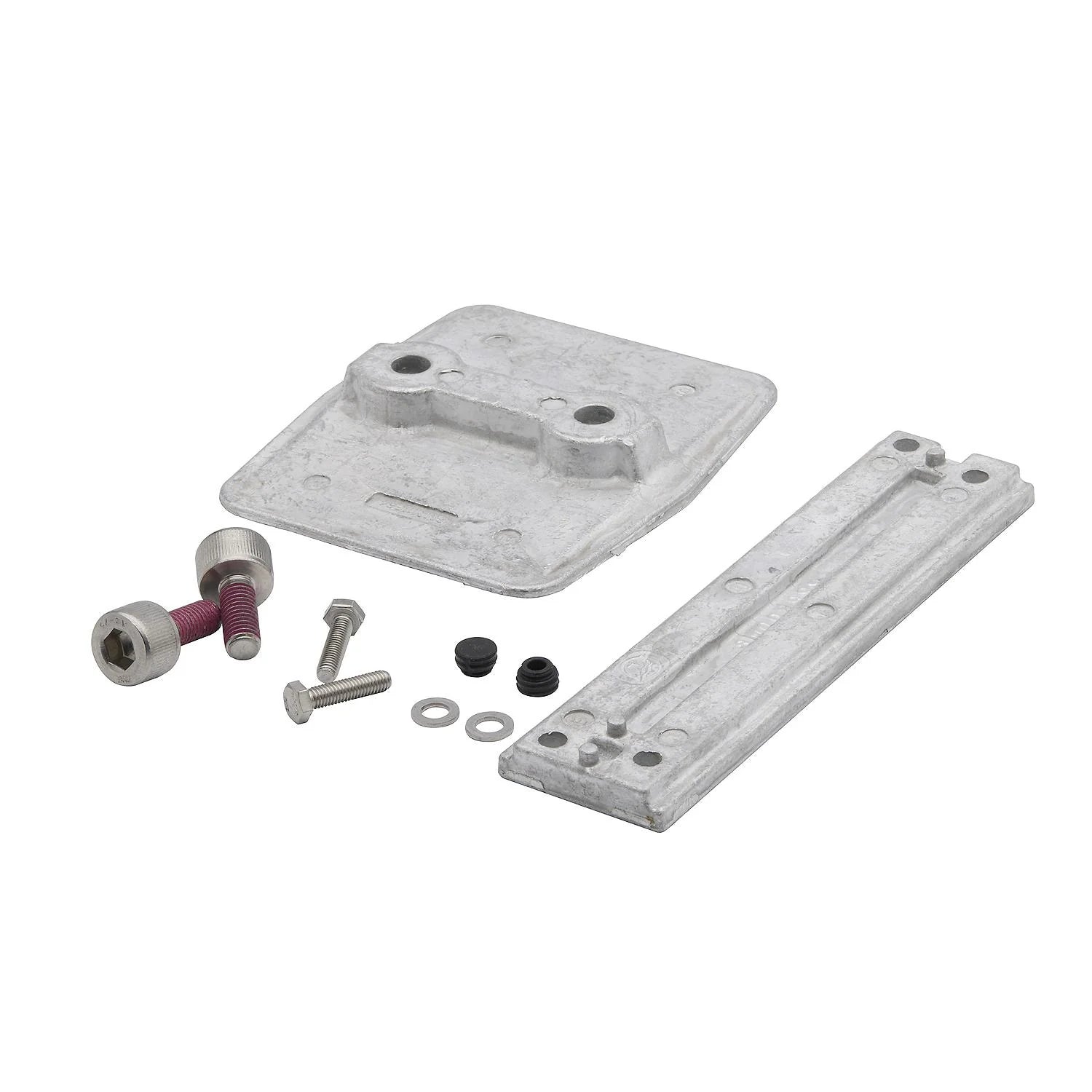 Mercury 8M0205953 aluminum anode kit with square plate, trim and trim manifold anodes, plus hardware for V6/V8 CMS and Racing outboards Top