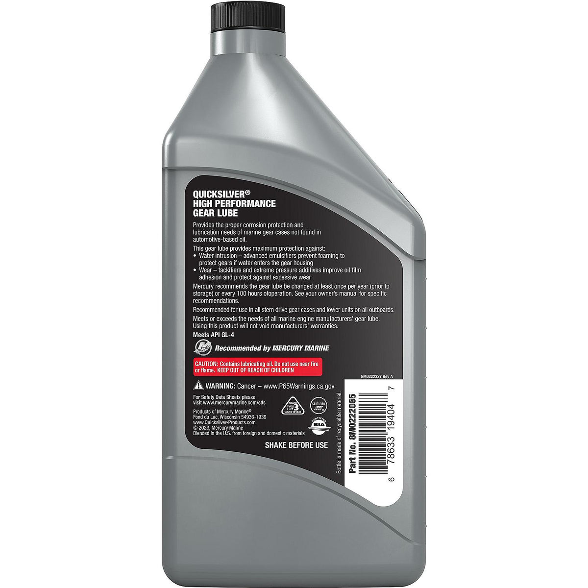 Quicksilver Gear Lube High Performance SAE 90 Quicksilver Gear Lube High Performance SAE 90