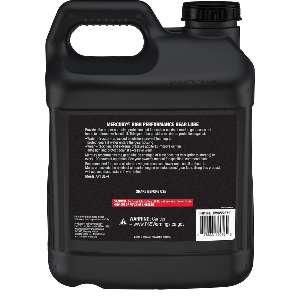 Mercury SAE 90 High Performance Gear Lube 2.5 Gal