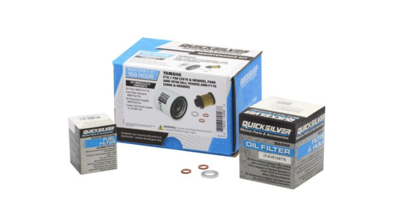 Quicksilver 8M0222222 100 hour maintenance kit for Yamaha F75 F90 F90B VF90 and F115 outboards boxes