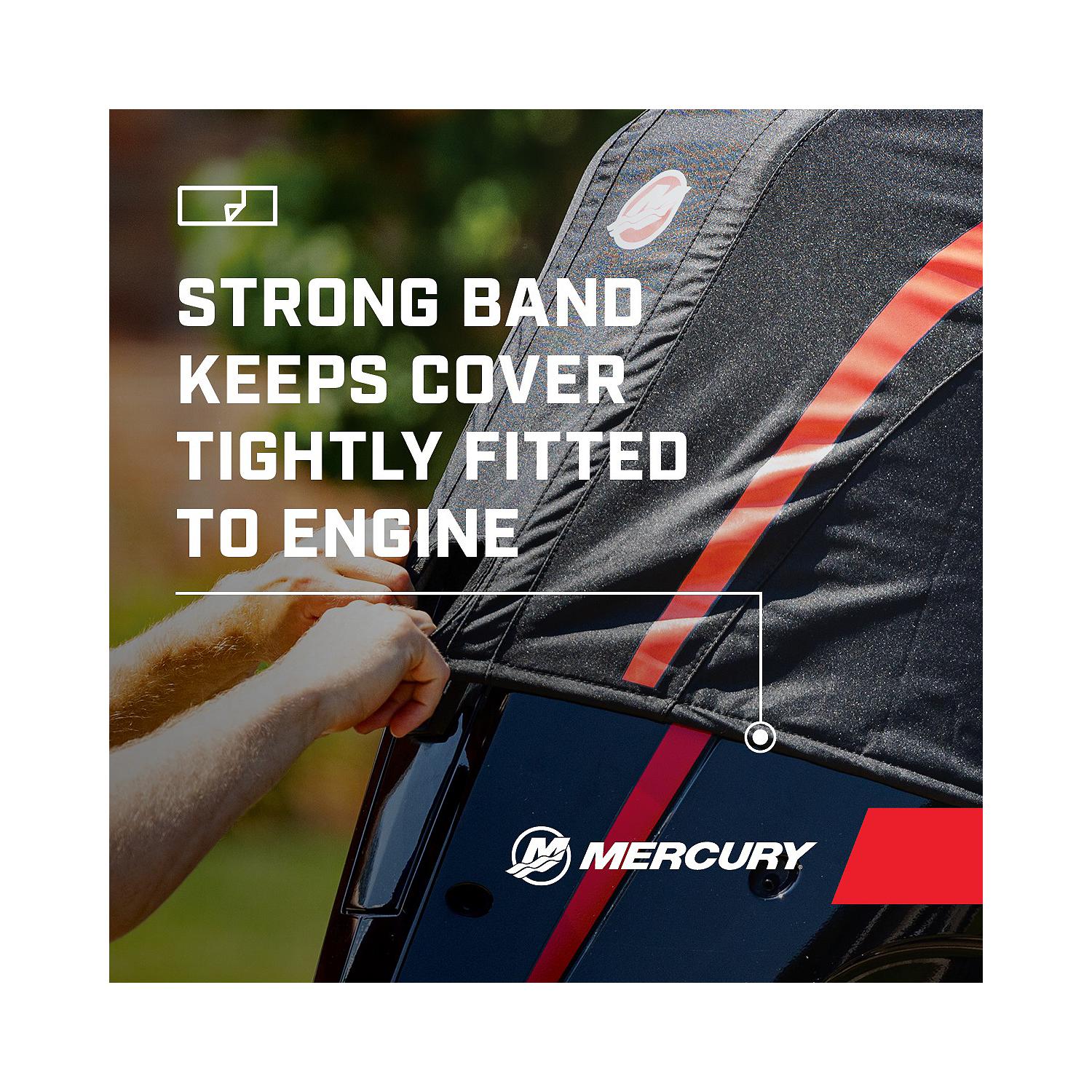 Mercury 8M0228504 black vented splash cover for 60hp FourStroke outboard Strong Band