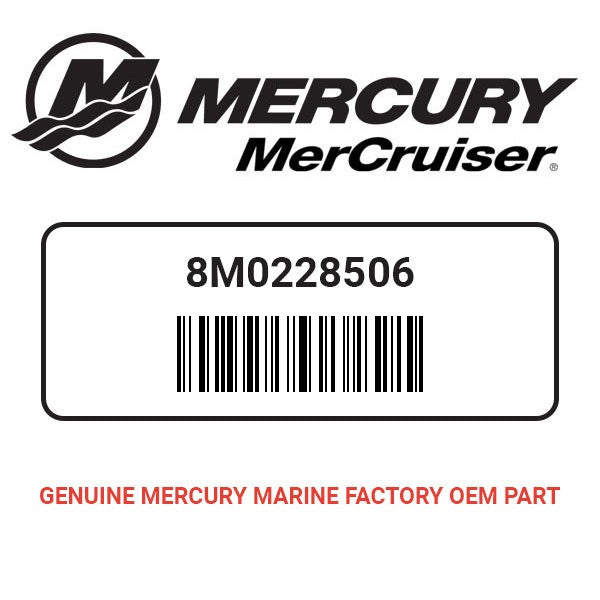Mercury 8M0228506 80 HP 2.1L vented splash cover product label
