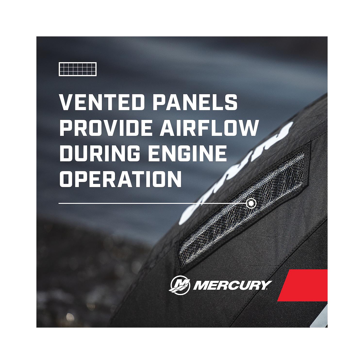 Mercury 8M0228534 black vented splash cover for 4.6L V8 225hp Pro XS outboard Vented