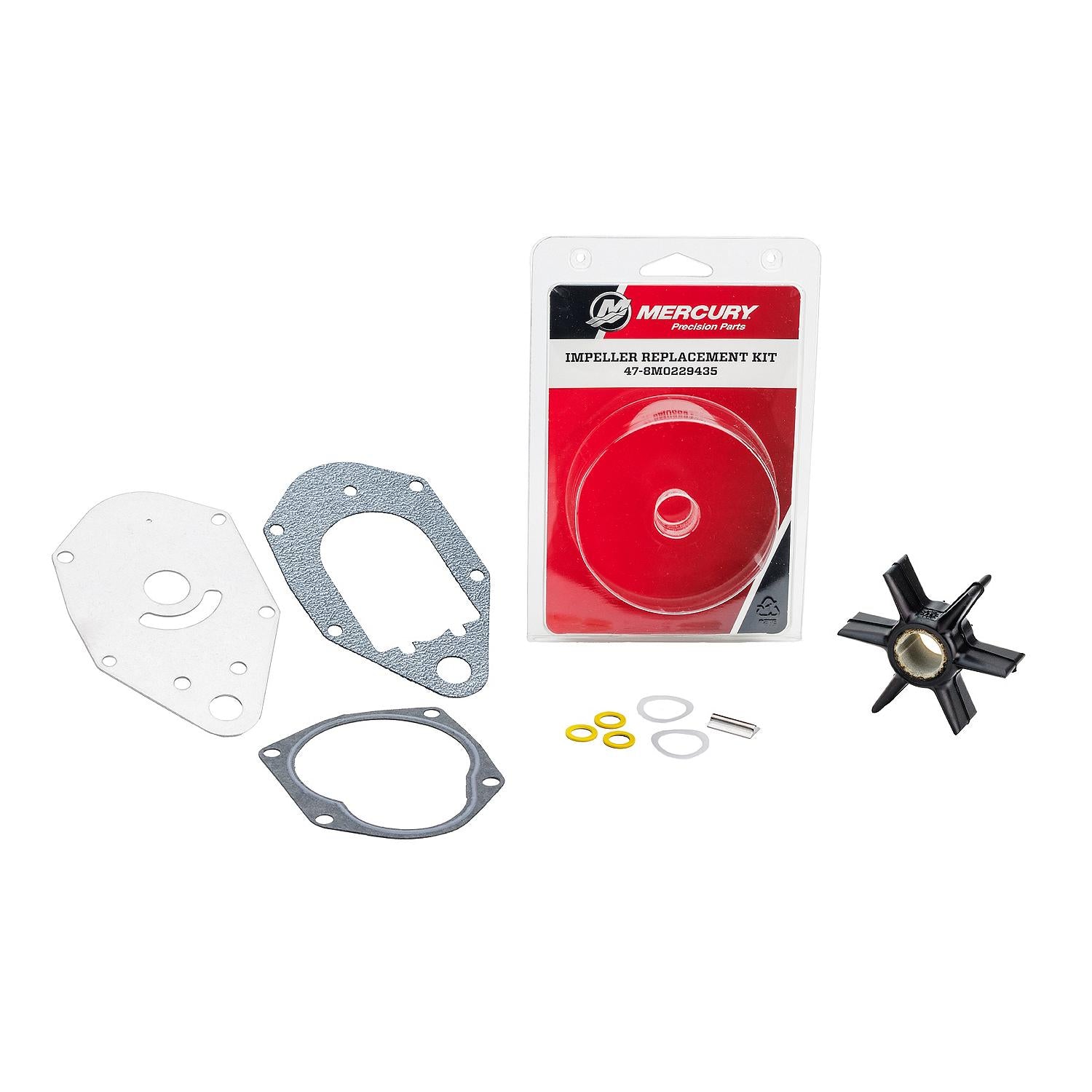Mercury Precision 8M0229435 water pump replacement kit for 40-60hp standard gearcase FourStroke and 2-stroke outboards