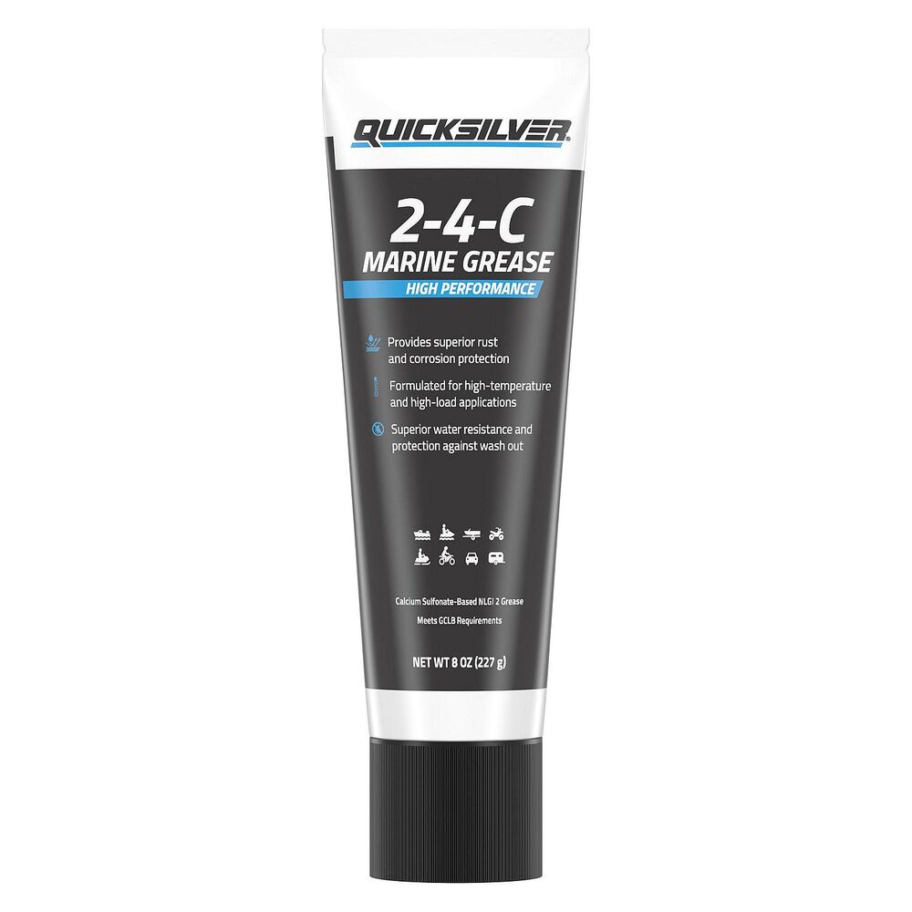 Quicksilver 8M0240200 2-4-C Marine Grease with PTFE, 8-ounce tube front view