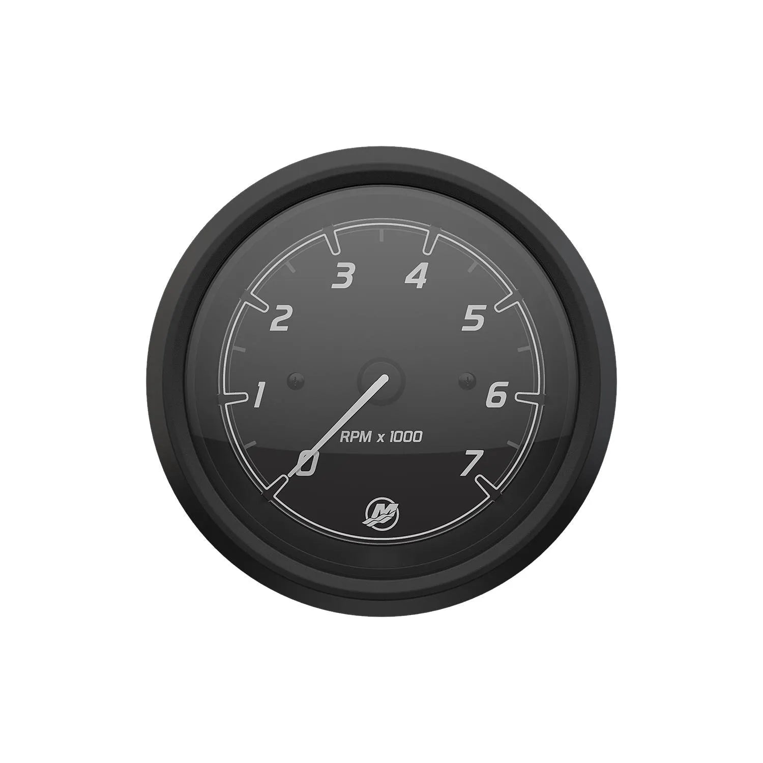 Mercury Sport Black/Black 7,000 RPM analog tachometer, front face (8M6020026)