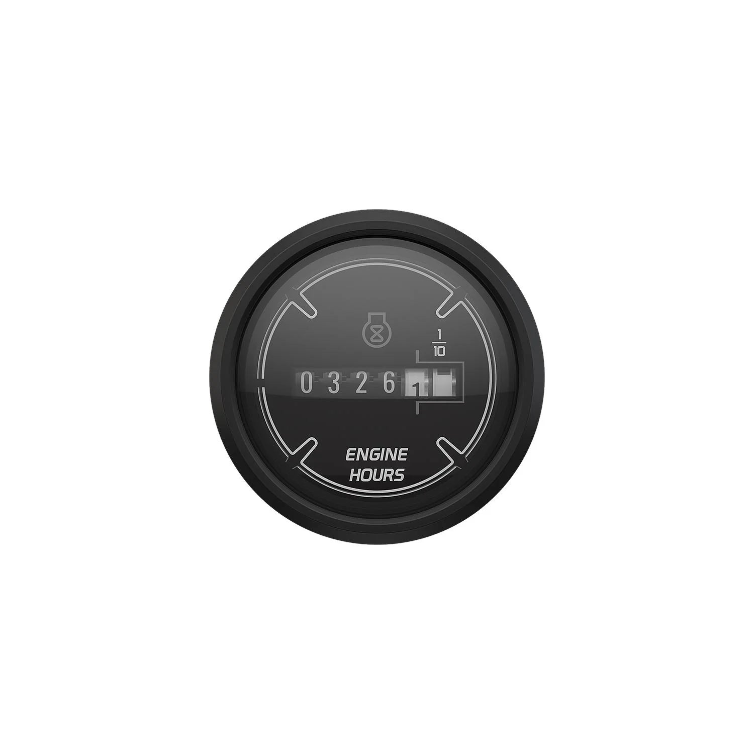 Mercury Cruiselog hour meter gauge, Sport Black/Black, part 8M6020032, 2-1/8″ mount