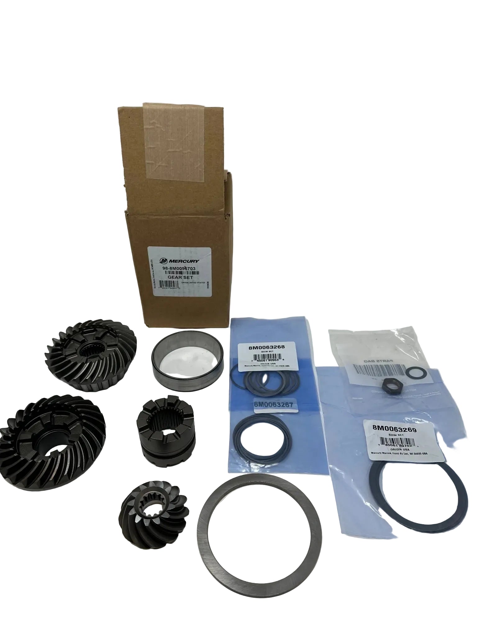 Mercury 8M0096703 lower unit gear set for 135 to 150 HP outboard engines Box